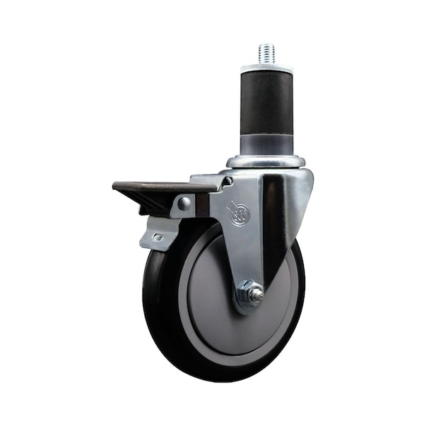 5'' Black Poly Swivel 1-5/8'' Expanding Stem Caster with Brake